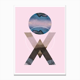 Blue moon geometric pink background abstract Canvas Print