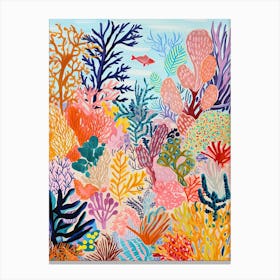 Coral Beach, Australia, Matisse And Rousseau Style 3 Canvas Print
