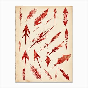 Brushstroke Designed Hand Drawn Arrow Icons Detailed Brushwork Strokes Visible Mix Of Red And Bro (4) Canvas Print