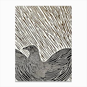 Pheasant Linocut Bird Canvas Print