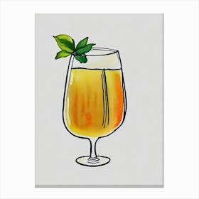 French75 Minimal Line Drawing With Watercolour Cocktail Poster Canvas Print