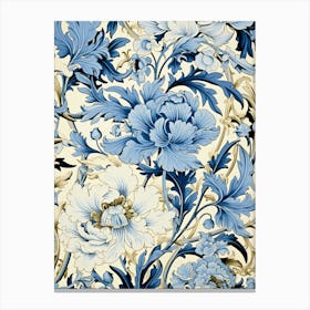 Blue And White Floral Wallpaper Canvas Print