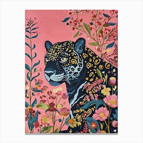 Floral Animal Painting Jaguar 4 Canvas Print