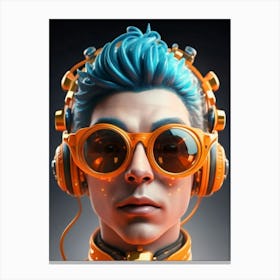 Portrait Of A Man With Headphones Canvas Print