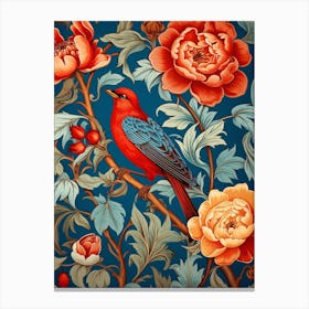 Red Bird On A Branch Canvas Print
