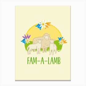Fam-a-lamb Springtime Animals 1 Canvas Print