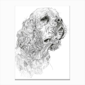 Clumber Spaniel Dog Line Sketch 3 Canvas Print