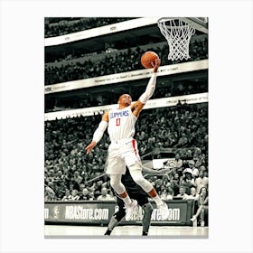 Russell Westbrook Of The La Clippers Drives To The Basket During The Game Against The Dallas Mavericks Canvas Print