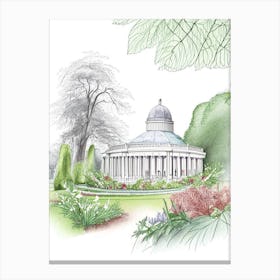Kew Gardens Hillsborough Castle, United Kingdom Vintage Pencil Drawing Canvas Print