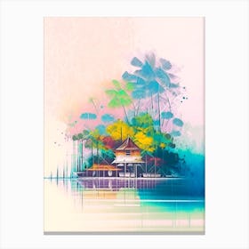 Maluku Indonesia Watercolour Pastel Tropical Destination Canvas Print