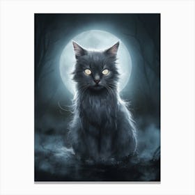 Black Cat In The Moonlight 1 Canvas Print