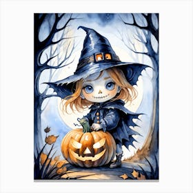 Cute Jack O Lantern Halloween Painting (31) Canvas Print