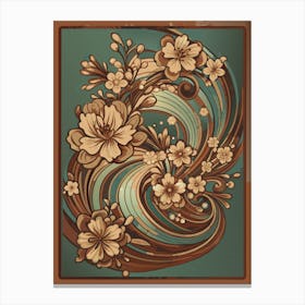 Floral Swirls Retro Canvas Print