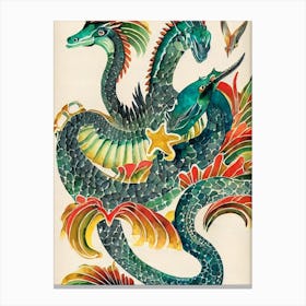 Sea Dragon Vintage Graphic Watercolour Canvas Print