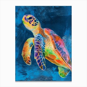 Rainbow Turtle Scribble Crayon Drawing 5 Canvas Print