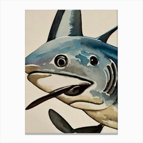 Bonnethead Shark Vintage Graphic Watercolour Canvas Print
