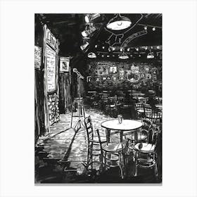 Comedy Club Austin Texas Black And White Drawing 1 Canvas Print