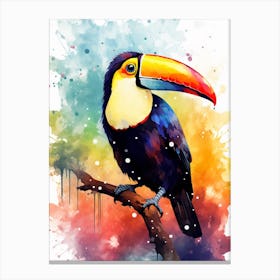Colourful Watercolour Toucan 6 Canvas Print