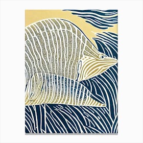 Bluestreak Cleaner Wrasse Linocut Canvas Print