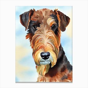 Airedale Terrier Watercolour 2 dog Canvas Print