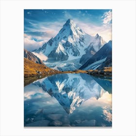 Kazakhstan Mountains Reflected In Lake Canvas Print