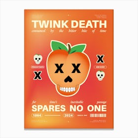 Twink Death - Peach Skull Face LGBTQ+ Poster Canvas Print