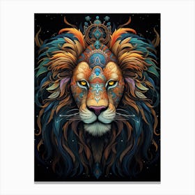 Lion Art Painting Naive Style 1 Canvas Print