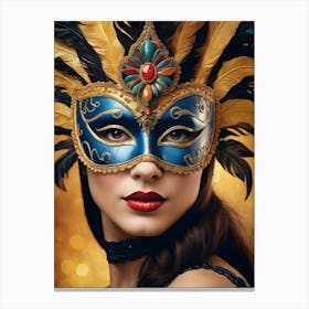 A Woman In A Carnival Mask (12) Canvas Print