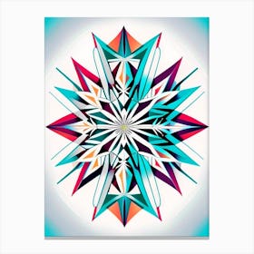 Symmetry, Snowflakes, Minimal Line Drawing 4 Canvas Print