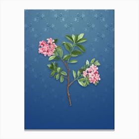 Vintage Hairy Alpenrose Botanical on Bahama Blue Pattern n.0007 Canvas Print