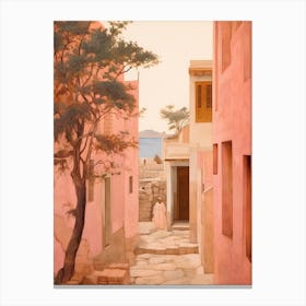 Paphos Cyprus 1 Vintage Pink Travel Illustration Canvas Print