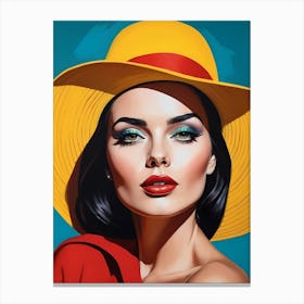 Woman Portrait With Hat Pop Art (7) Canvas Print
