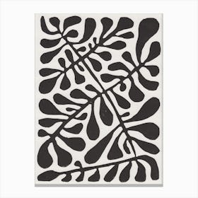 Linocut Plant 2 / Black & White Canvas Print