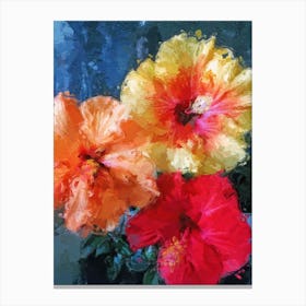 Three Flowers Oil Painting Canvas Print