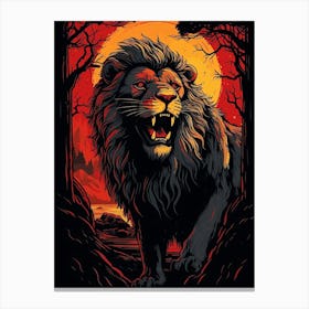 Lion In The Forest Canvas Print