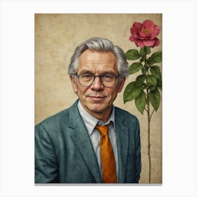 Man With A Rose Canvas Print