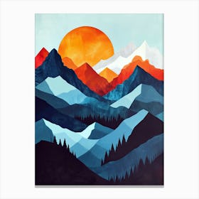 Mountains And Sunset Canvas Print