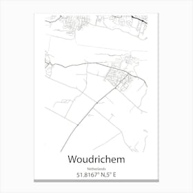 Woudrichem,Netherlands Minimalist Map Canvas Print