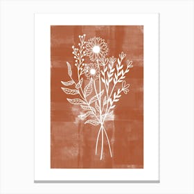 Brushed Terracotta Wildflower Print Canvas Print