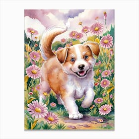 Puppy In The Meadow garden Canvas Print