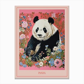 Floral Animal Painting Panda 2 Poster Canvas Print