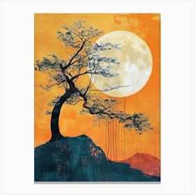 Moon And Tree, Chine Canvas Print