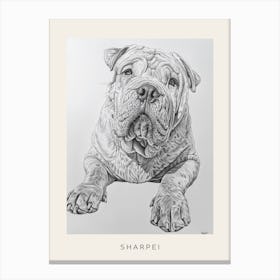 Sharpei Dog Line Sketch 1 Poster Canvas Print