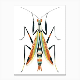 Colourful Insect Illustration Praying Mantis 1 Canvas Print