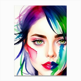 Girl With Colorful Hair 3 Canvas Print