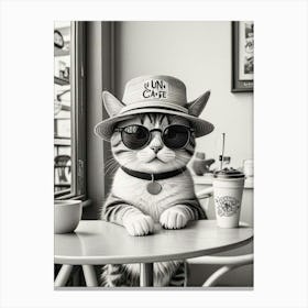 Cat Cafe Por Favor Funny Illustration Kids Kitchen Gift Art Print (4) Canvas Print