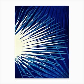 Blue electric cyanotype palm leaves Canvas Print