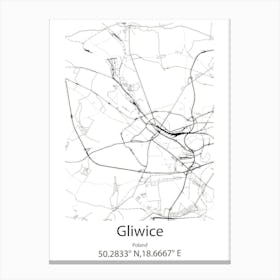 Gliwice,Poland Minimalist Map Canvas Print