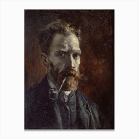 Self Portrait With Pipe (1886), Vincent Van Gogh Canvas Print