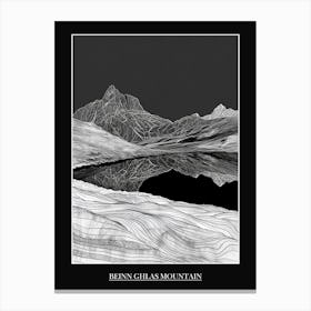 Beinn Ghlas Mountain Line Drawing 5 Poster Canvas Print